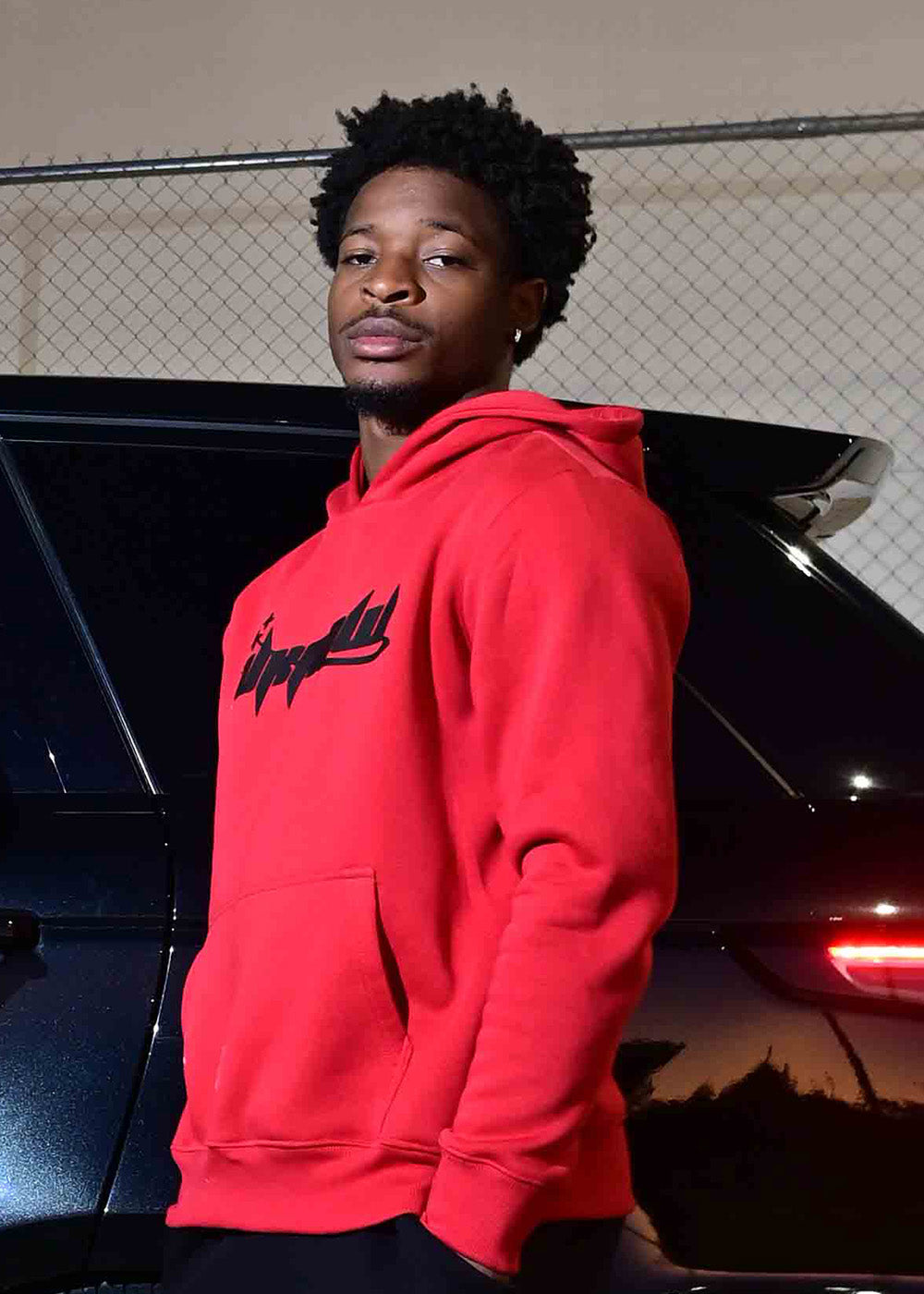 UKNOW ΦΟΥΤΕΡ ΚΟΚΚΙΝΟ ΜΕ ΛΟΓΟΤΥΠΟ COTTON OVERSIZED FIT - SILENT DISTRICT HOODIE