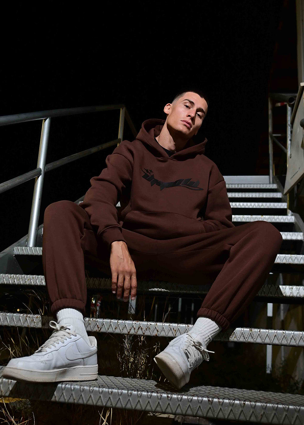 UKNOW ΦΟΥΤΕΡ ΚΑΦΕ ΜΕ ΛΟΓΟΤΥΠΟ COTTON OVERSIZED FIT - SILENT DISTRICT HOODIE