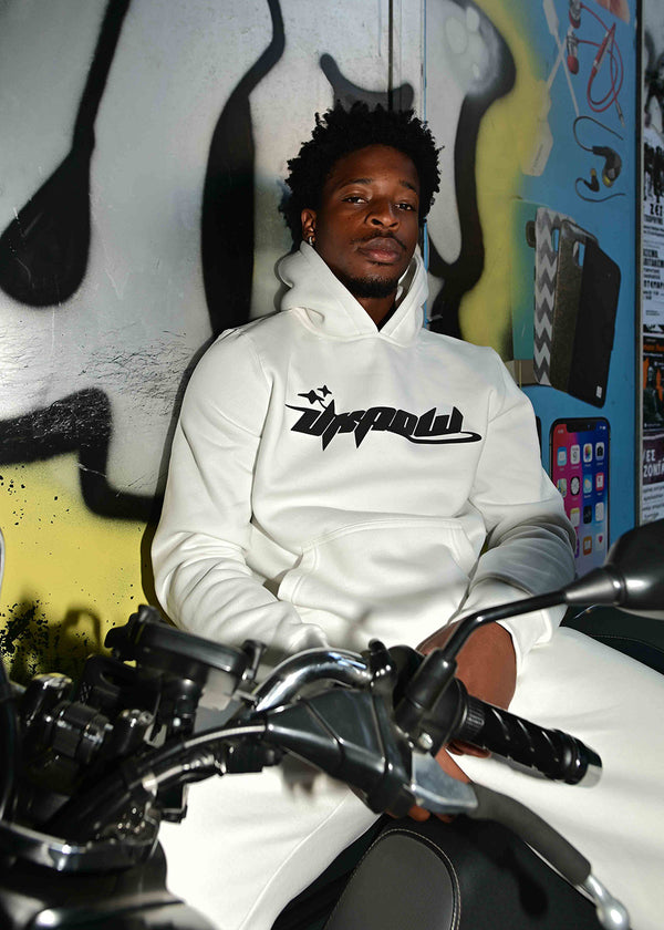 UKNOW ΦΟΥΤΕΡ ΑΣΠΡΟ ΜΕ ΛΟΓΟΤΥΠΟ COTTON OVERSIZED FIT - SILENT DISTRICT HOODIE