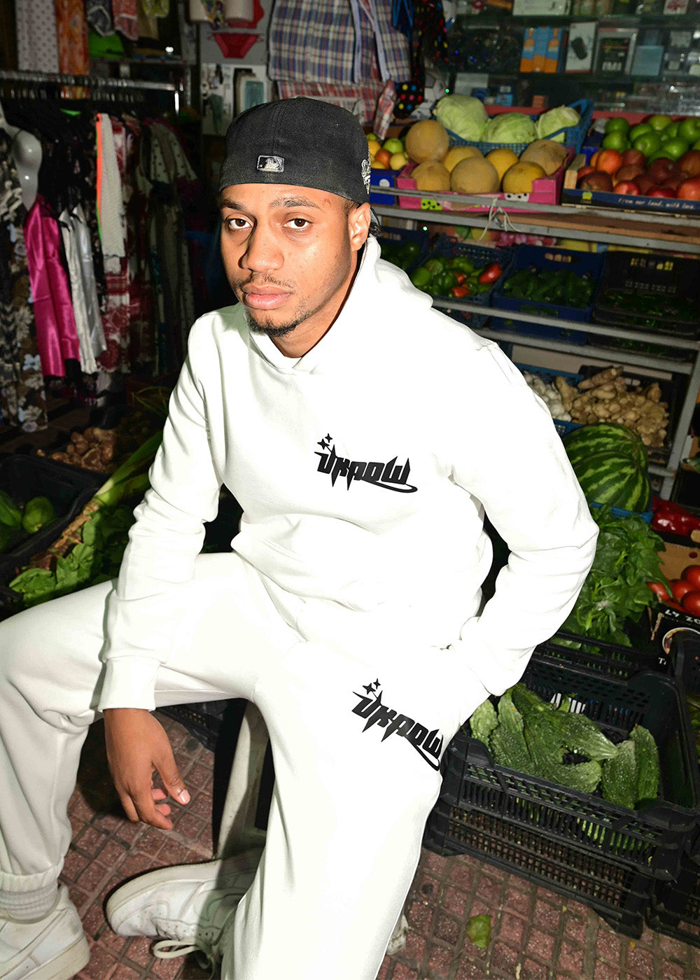 UKNOW ΦΟΥΤΕΡ ΛΕΥΚΟ COTTON REGULAR FIT -  DOWNTOWN FLOW HOODIE