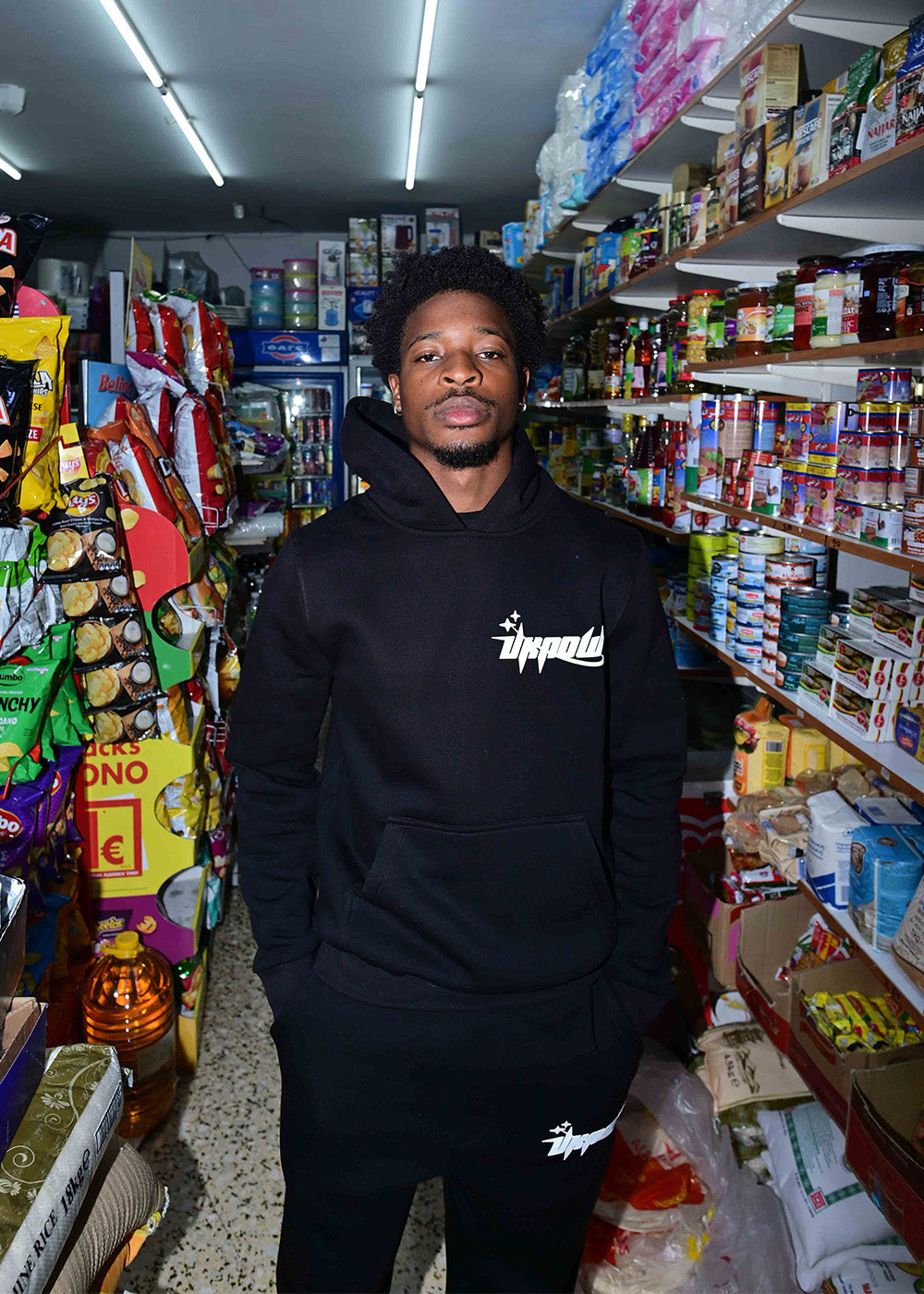 UKNOW ΦΟΥΤΕΡ ΜΑΥΡΟ COTTON REGULAR FIT -  DOWNTOWN FLOW HOODIE