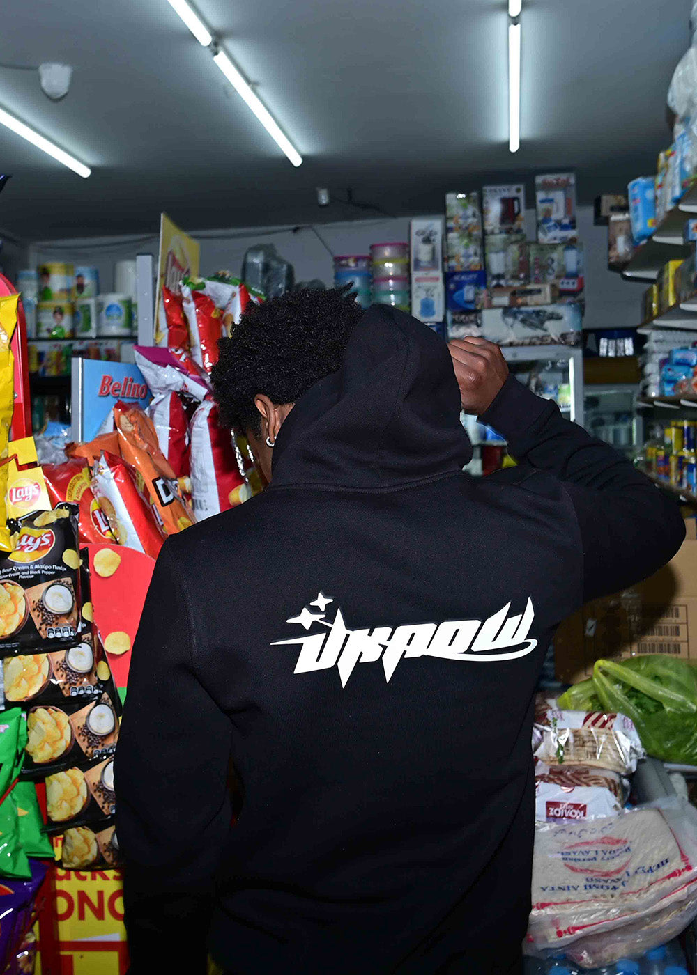 UKNOW ΦΟΥΤΕΡ ΜΑΥΡΟ COTTON REGULAR FIT -  DOWNTOWN FLOW HOODIE