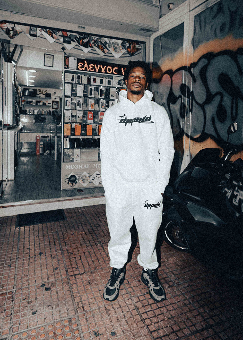 UKNOW ΠΑΝΤΕΛΟΝΙ ΦΟΡΜΑΣ ΑΣΠΡΟ COTTON REGULAR FIT  - DOWNTOWN FLOW SWEATPANTS