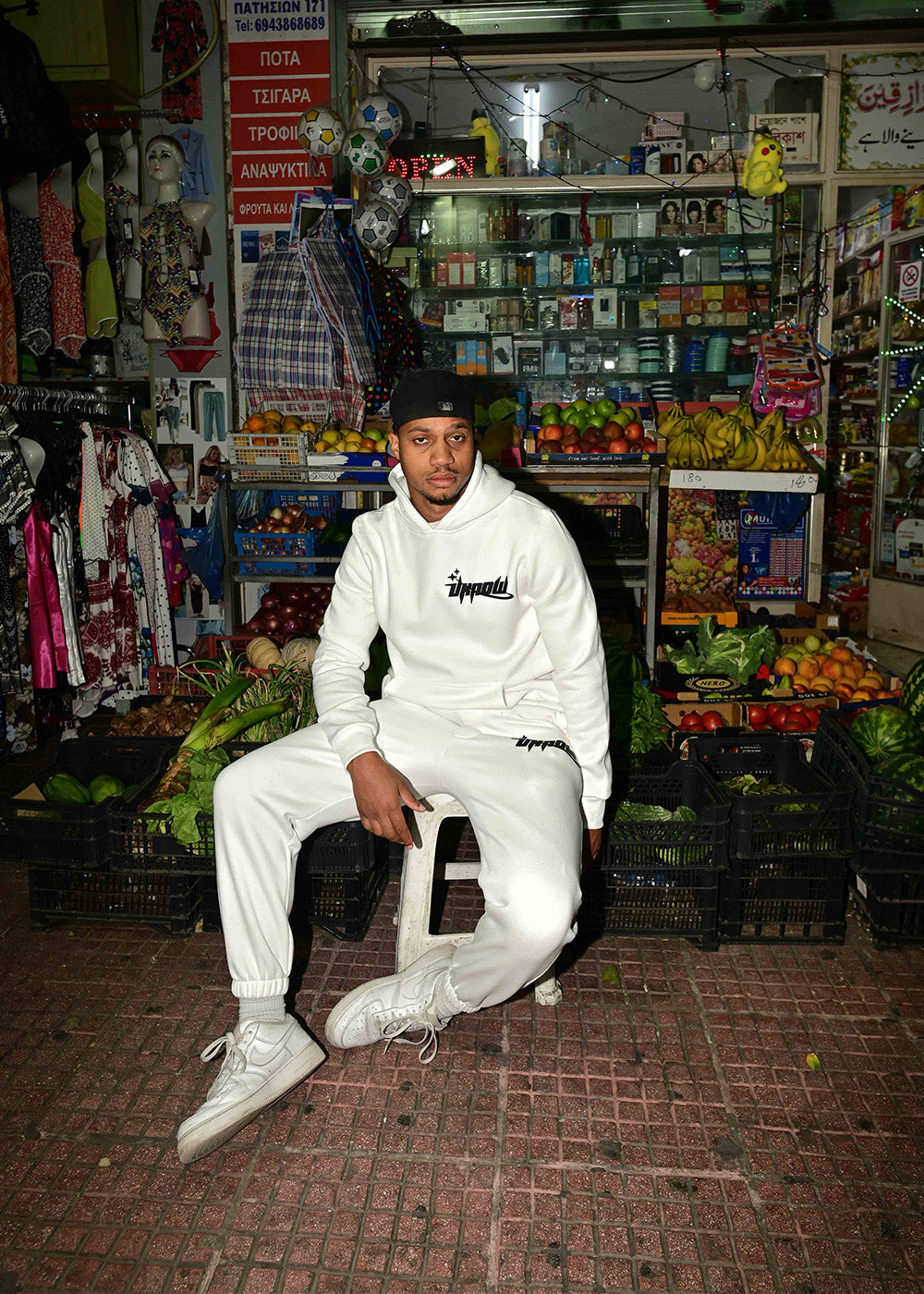 UKNOW ΠΑΝΤΕΛΟΝΙ ΦΟΡΜΑΣ ΑΣΠΡΟ COTTON REGULAR FIT  - DOWNTOWN FLOW SWEATPANTS