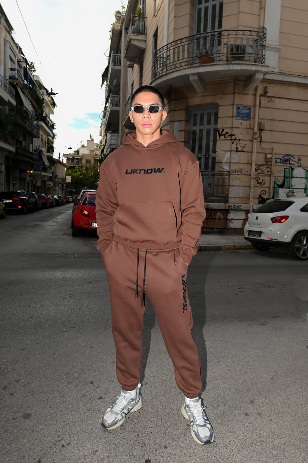 UKNOW ΠΑΝΤΕΛΟΝΙ ΦΟΡΜΑΣ ΚΑΦΕ COTTON REGULAR FIT - HUMAN STATIC SWEATPANTS