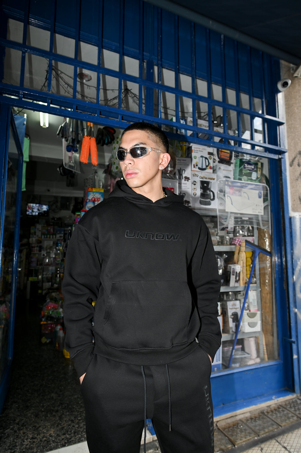 UKNOW ΦΟΥΤΕΡ ΜΑΥΡΟ ΜΕ ΤΥΠΩΜΑ COTTON REGULAR FIT - HUMAN STATIC HOODIE